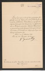 k.k. naturhistorisches Hofmuseum, Intendanzakten 1885-1896 (Hauer), Aktenzahl Z.595/1891, Seite 1